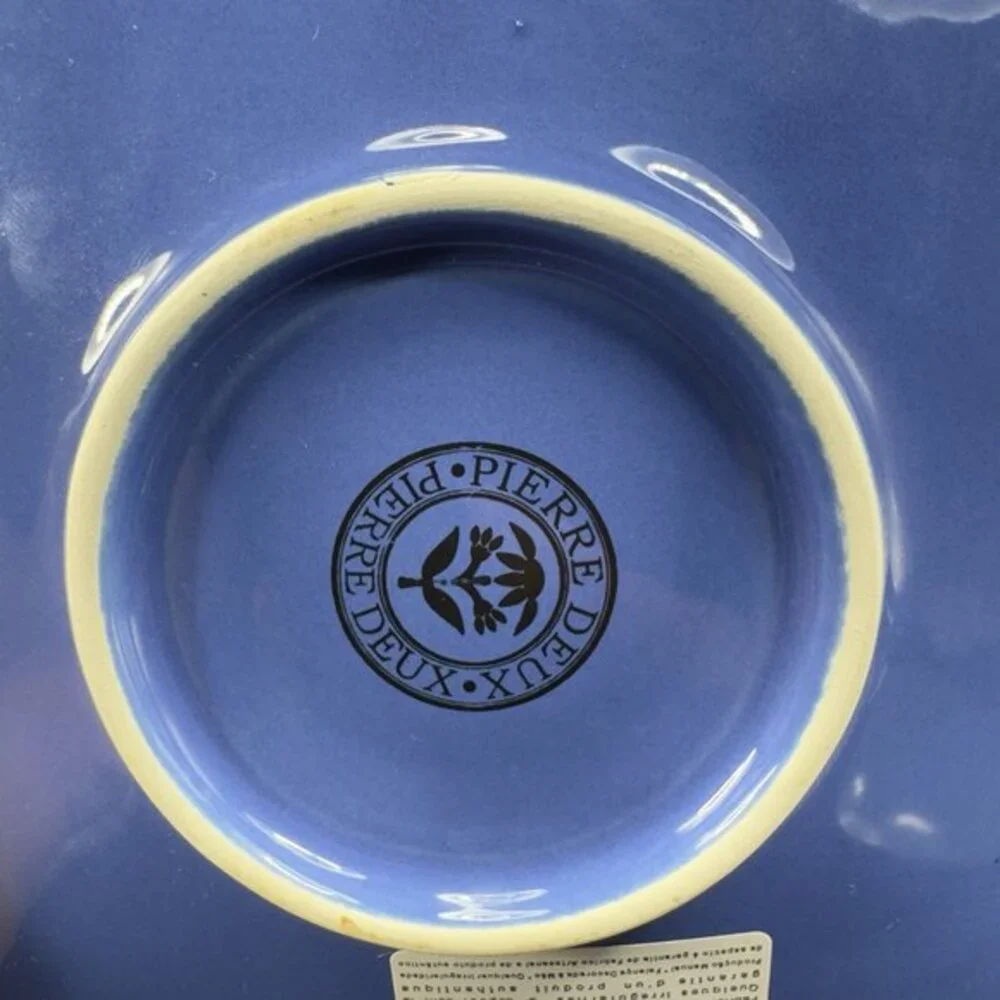 Pierre Deux Blue Square Dish Saucer‎ Ceramic Made In Portugal Dish Plate Vintage